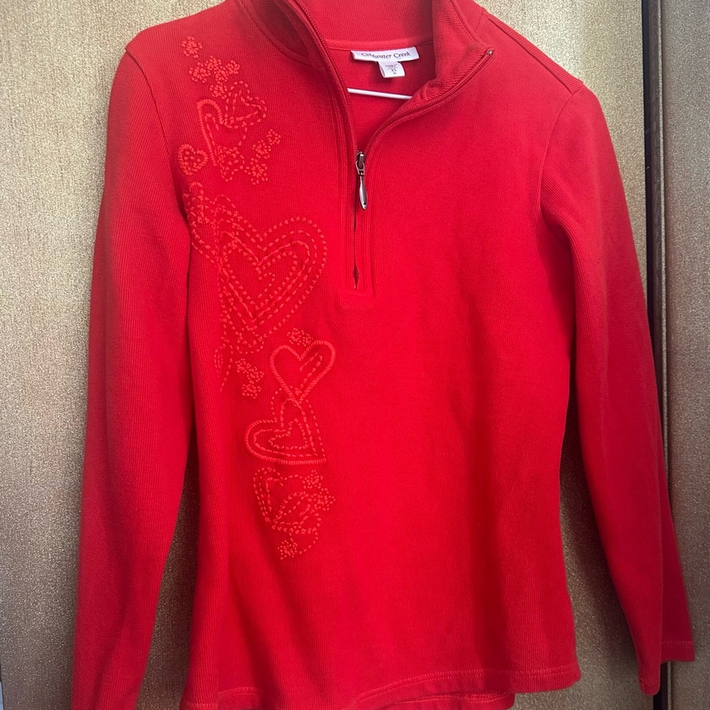Coldwater Creek Red Sweater with Heart Design